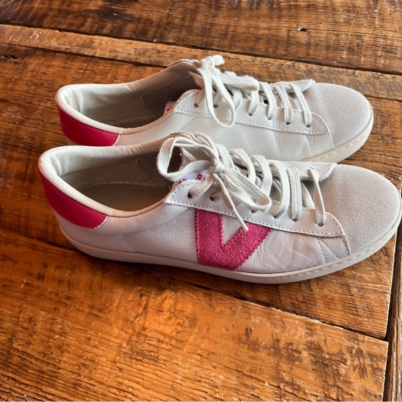 Victoria 126142 Sneaker White Leather Fuchsia Suede Turtle Dove Color - Picture 5 of 6